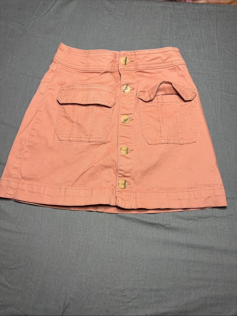 Copper Key Coral Button-Front A-Line Skirt